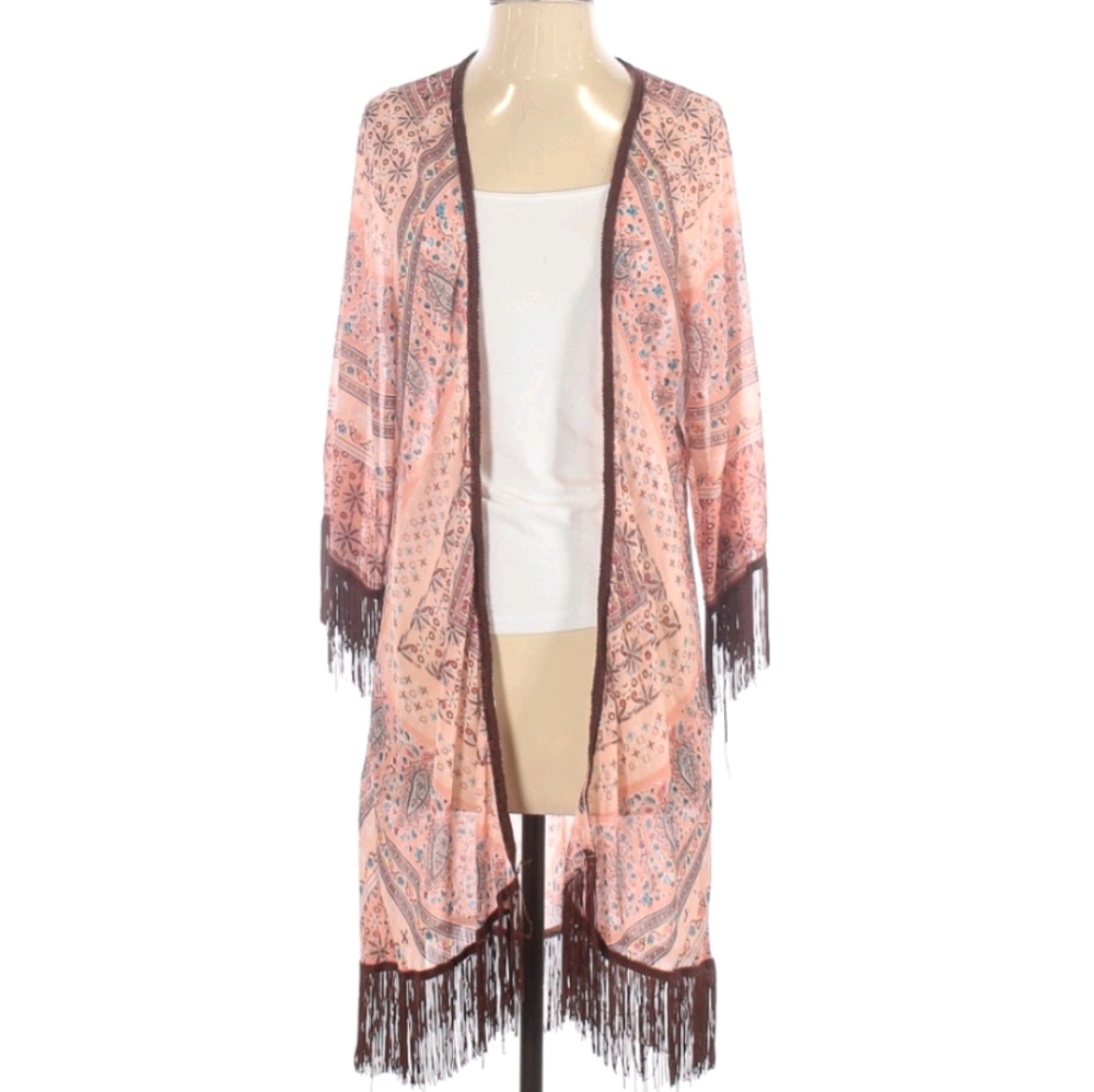 Boho fringe kimono